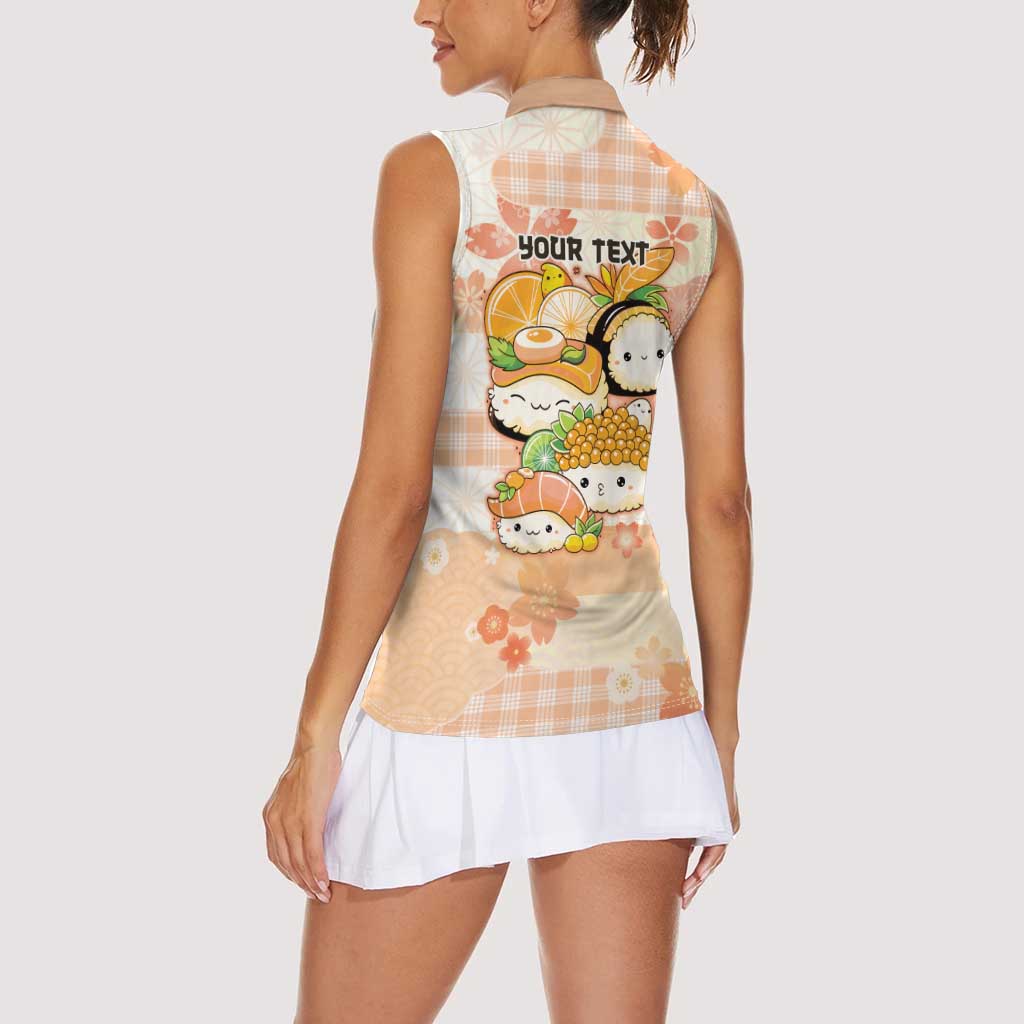 Personalized Japanese Kawaii Sushi Women Sleeveless Polo Shirt Peach Wagara Palaka This Is How I Roll - Wonder Print Shop