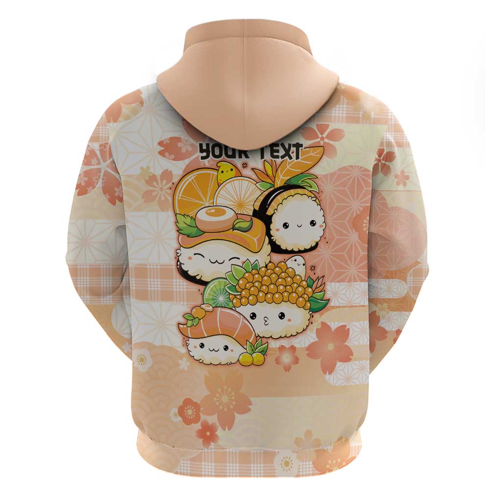 Personalized Japanese Kawaii Sushi Zip Hoodie Peach Wagara Palaka This Is How I Roll - Wonder Print Shop