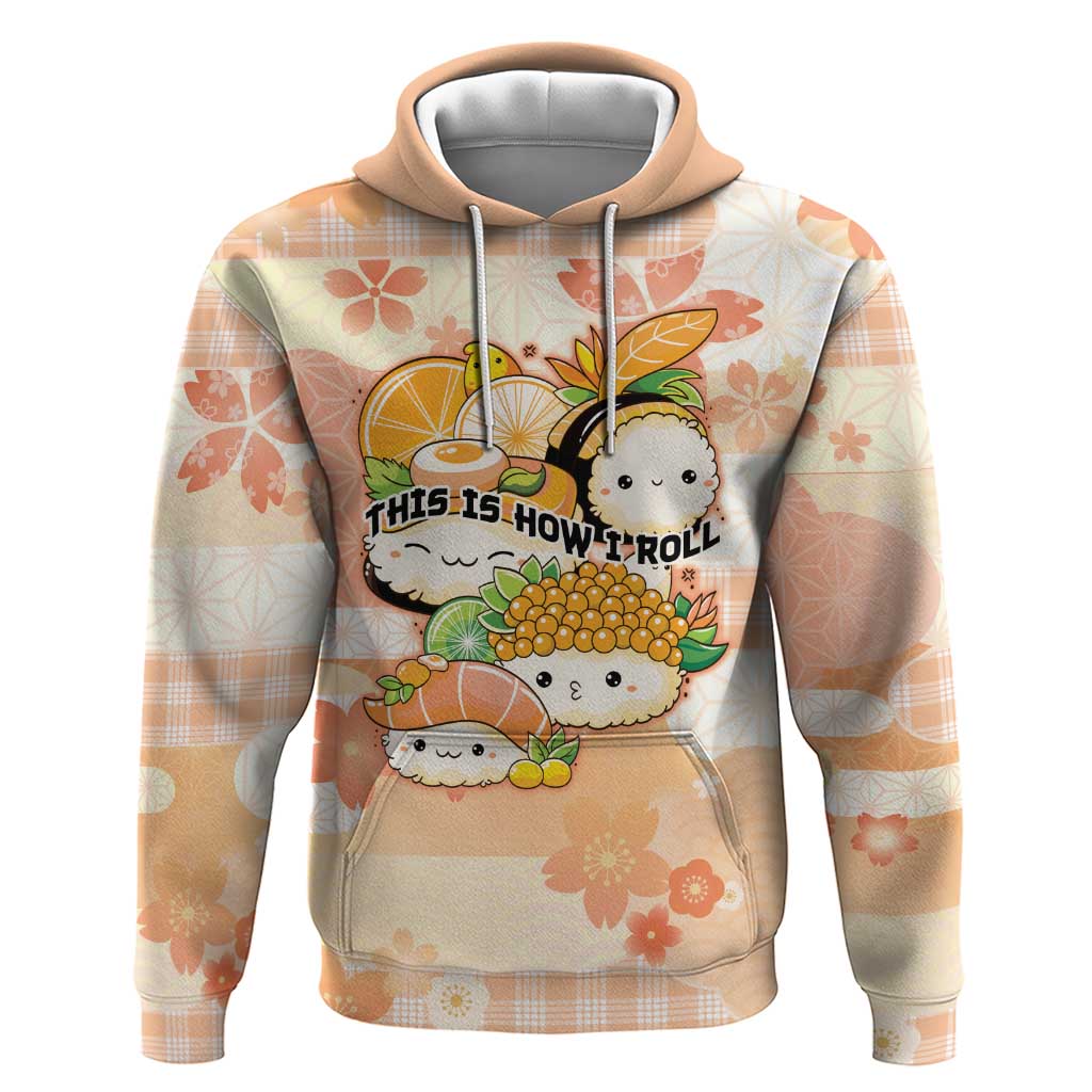 Personalized Japanese Kawaii Sushi Zip Hoodie Peach Wagara Palaka This Is How I Roll - Wonder Print Shop