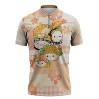 Personalized Japanese Kawaii Sushi Zipper Polo Shirt Peach Wagara Palaka This Is How I Roll - Wonder Print Shop