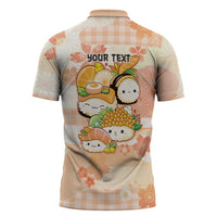 Personalized Japanese Kawaii Sushi Zipper Polo Shirt Peach Wagara Palaka This Is How I Roll - Wonder Print Shop