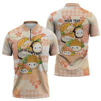 Personalized Japanese Kawaii Sushi Zipper Polo Shirt Peach Wagara Palaka This Is How I Roll - Wonder Print Shop