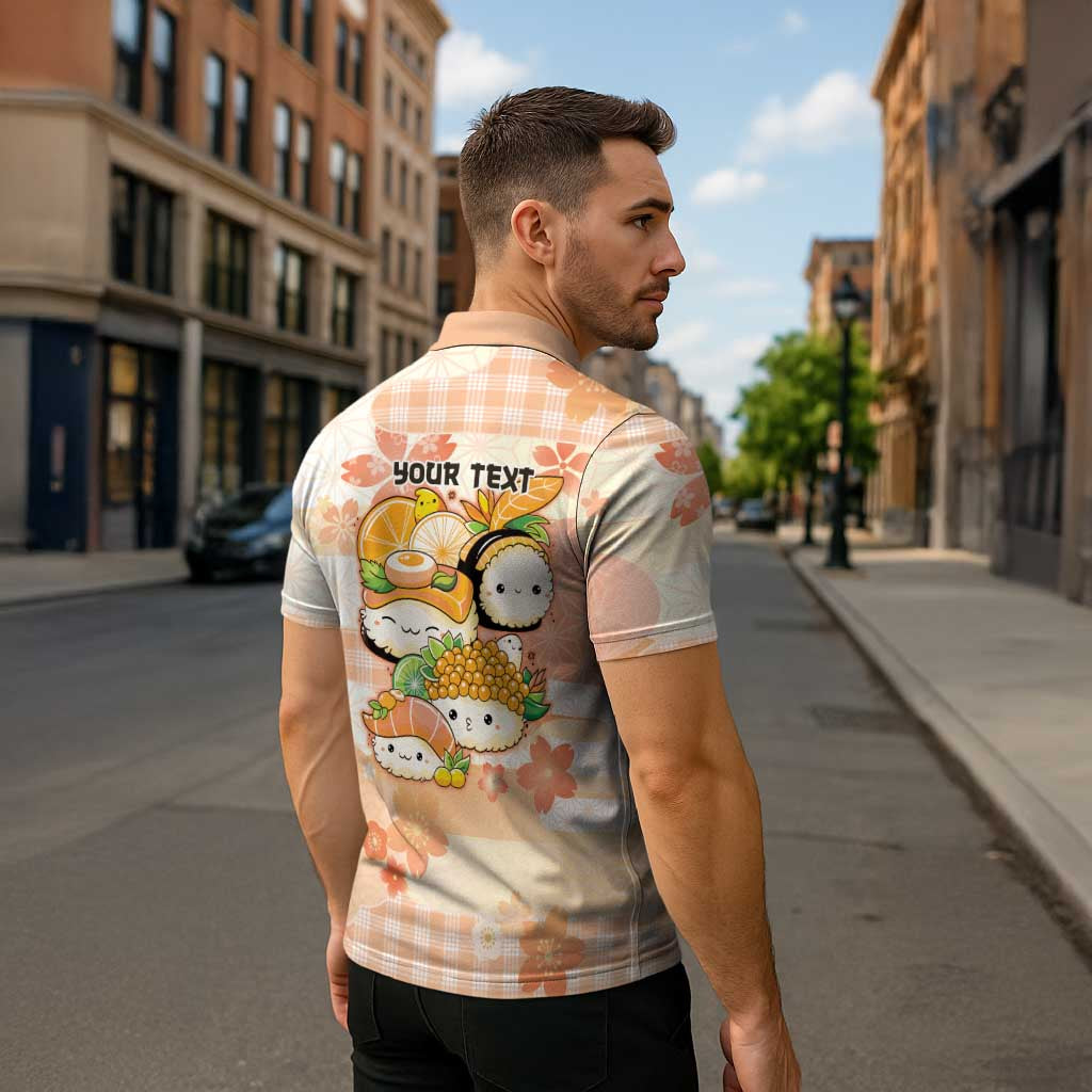 Personalized Japanese Kawaii Sushi Zipper Polo Shirt Peach Wagara Palaka This Is How I Roll - Wonder Print Shop