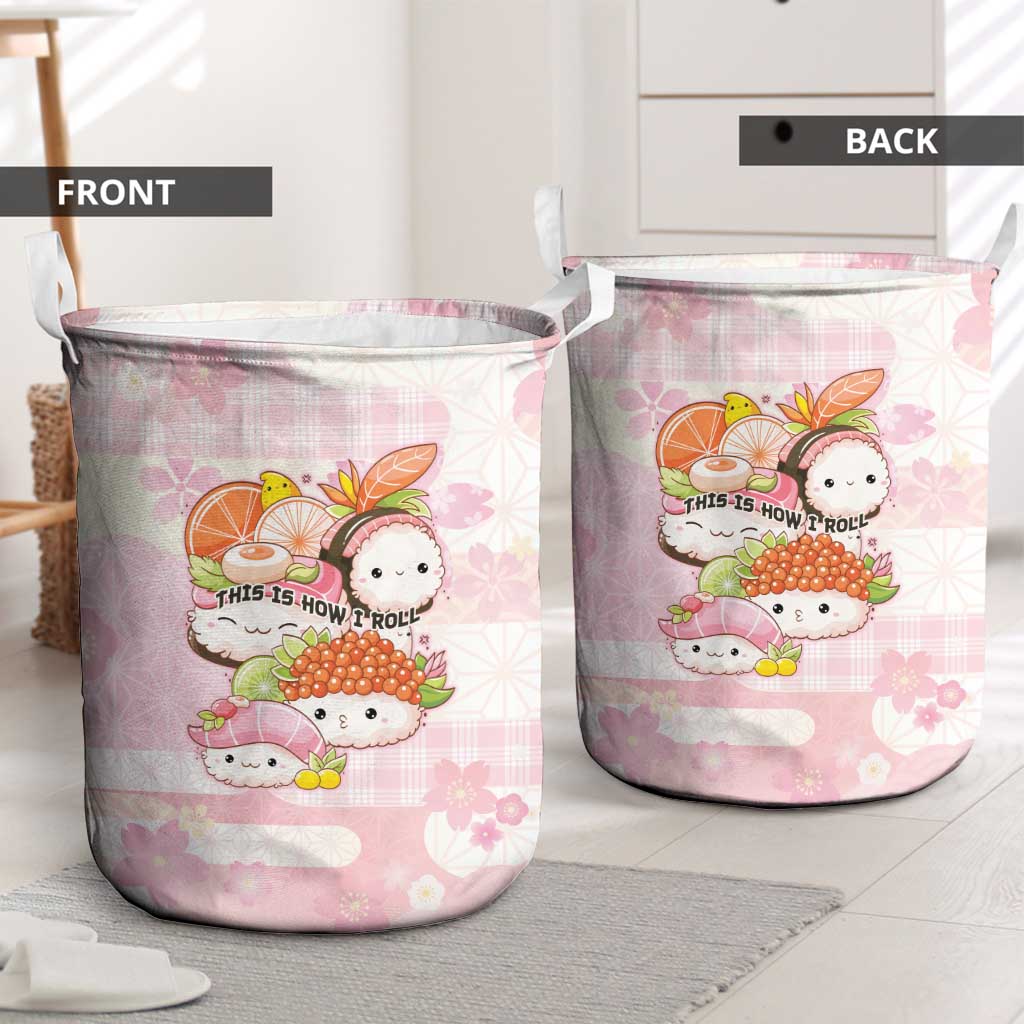 Japanese Kawaii Sushi Laundry Basket Pink Wagara Palaka This Is How I Roll - Wonder Print Shop