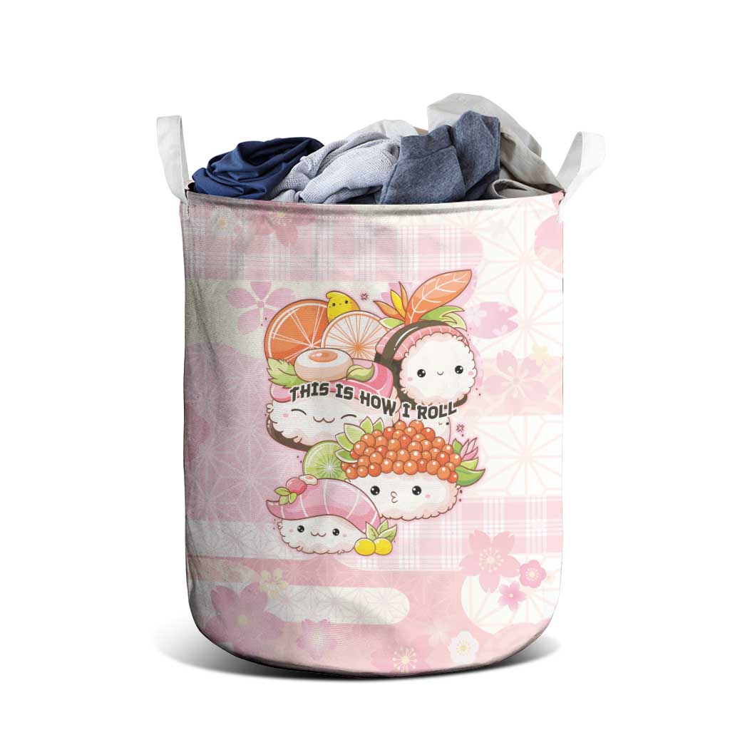 Japanese Kawaii Sushi Laundry Basket Pink Wagara Palaka This Is How I Roll - Wonder Print Shop