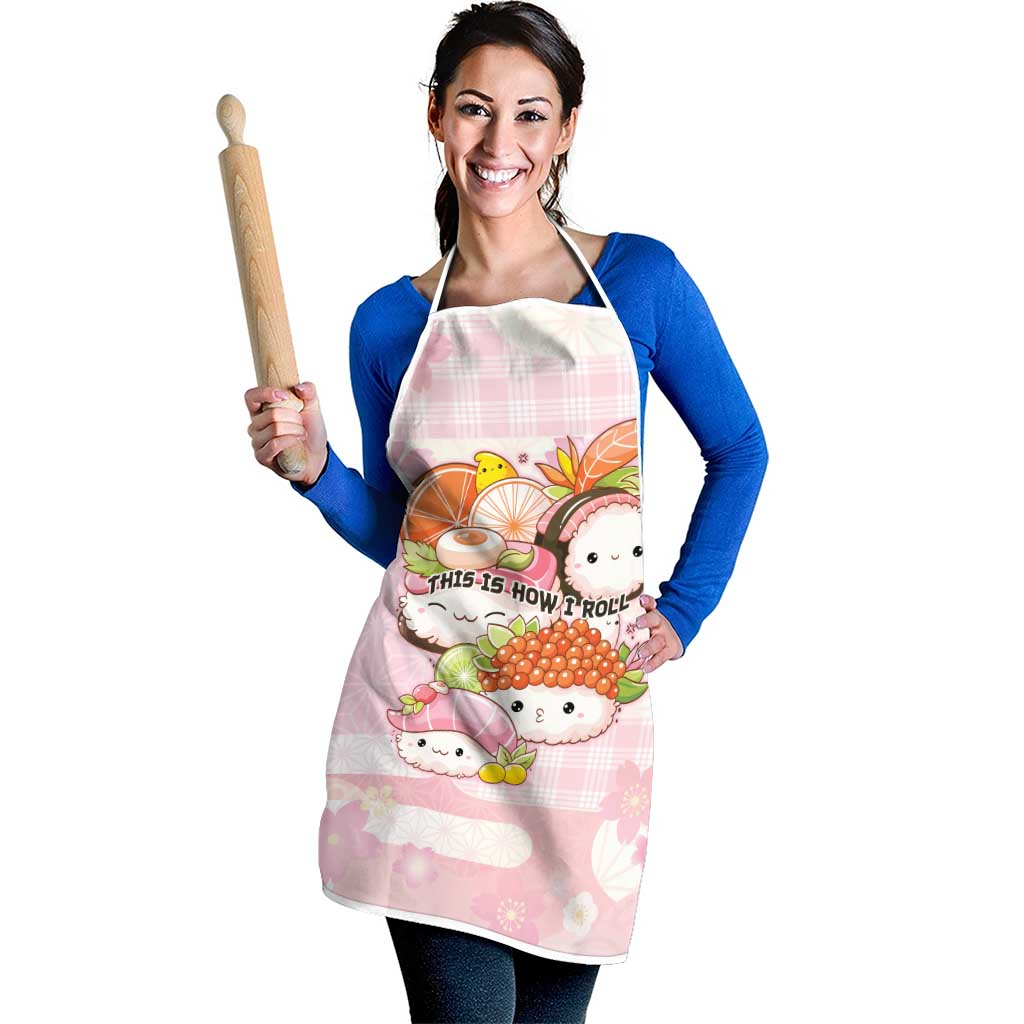 Japanese Kawaii Sushi Apron Pink Wagara Palaka This Is How I Roll - Wonder Print Shop