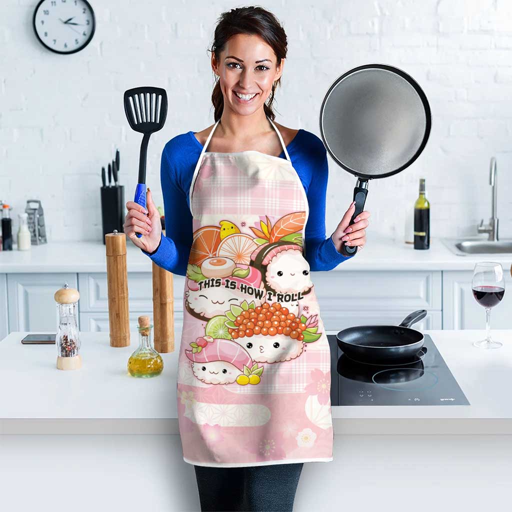 Japanese Kawaii Sushi Apron Pink Wagara Palaka This Is How I Roll - Wonder Print Shop