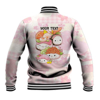 Personalized Japanese Kawaii Sushi Baseball Jacket Pink Wagara Palaka This Is How I Roll - Wonder Print Shop