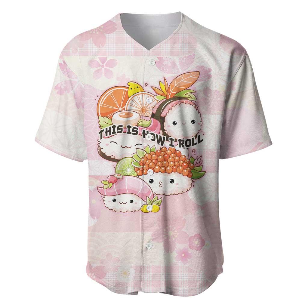 Personalized Japanese Kawaii Sushi Baseball Jersey Pink Wagara Palaka This Is How I Roll - Wonder Print Shop