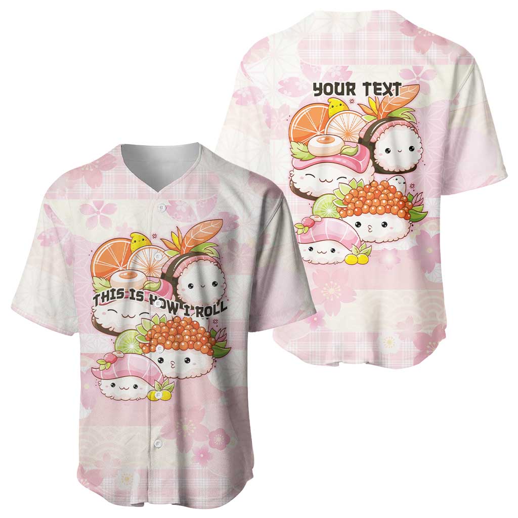Personalized Japanese Kawaii Sushi Baseball Jersey Pink Wagara Palaka This Is How I Roll - Wonder Print Shop