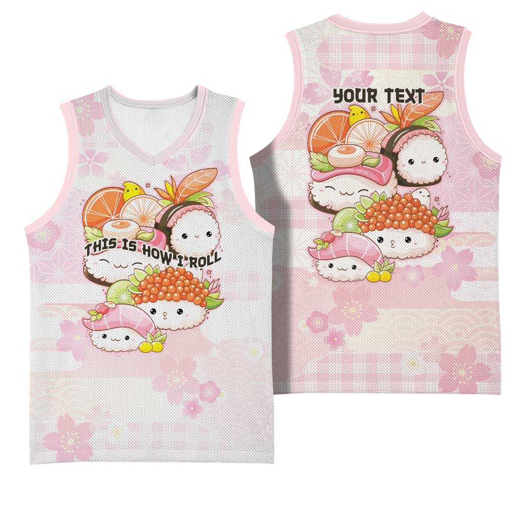 Personalized Japanese Kawaii Sushi Basketball Jersey Pink Wagara Palaka This Is How I Roll - Wonder Print Shop