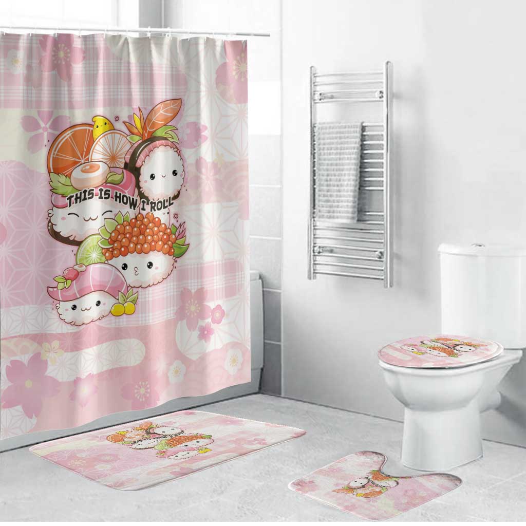 Japanese Kawaii Sushi Bathroom Set Pink Wagara Palaka This Is How I Roll - Wonder Print Shop