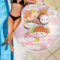 Japanese Kawaii Sushi Beach Blanket Pink Wagara Palaka This Is How I Roll - Wonder Print Shop