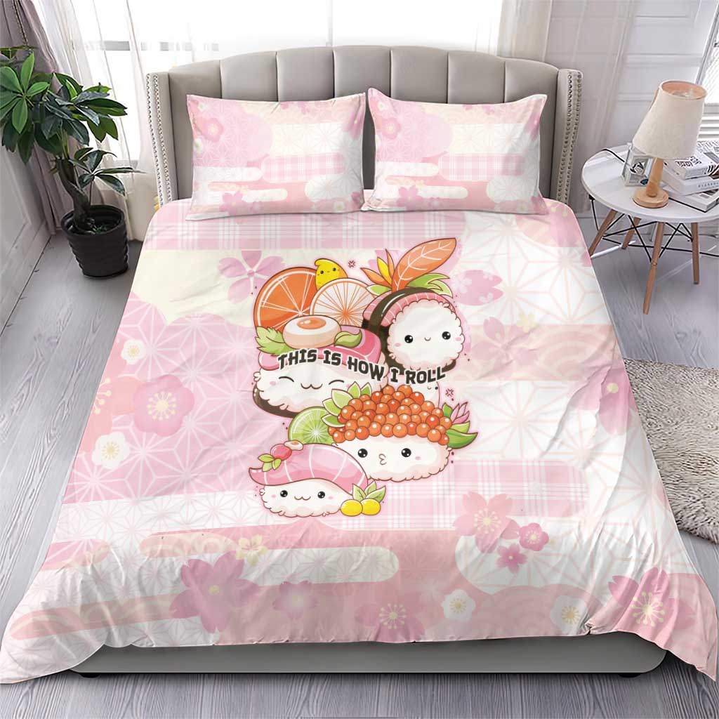 Japanese Kawaii Sushi Bedding Set Pink Wagara Palaka This Is How I Roll - Wonder Print Shop