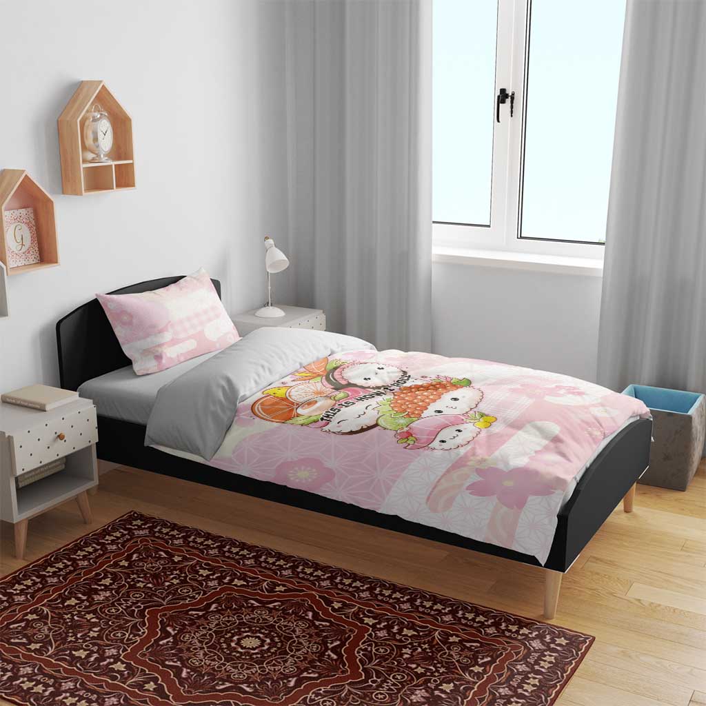 Japanese Kawaii Sushi Bedding Set Pink Wagara Palaka This Is How I Roll - Wonder Print Shop