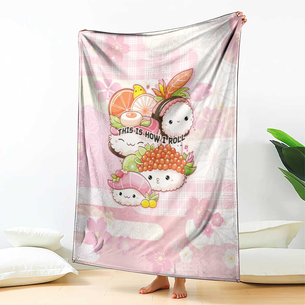 Japanese Kawaii Sushi Blanket Pink Wagara Palaka This Is How I Roll - Wonder Print Shop