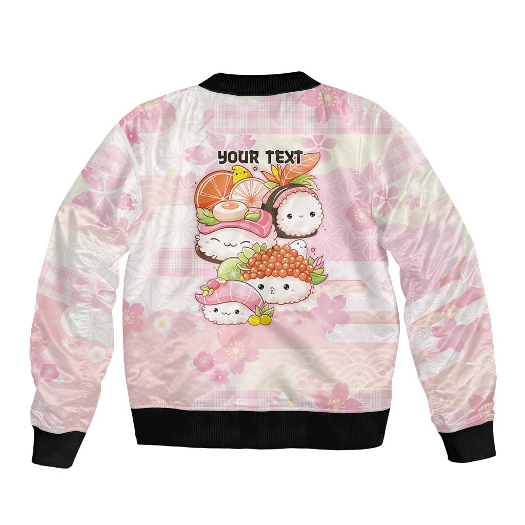 Personalized Japanese Kawaii Sushi Bomber Jacket Pink Wagara Palaka This Is How I Roll - Wonder Print Shop