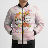 Personalized Japanese Kawaii Sushi Bomber Puffer Jacket Pink Wagara Palaka This Is How I Roll - Wonder Print Shop