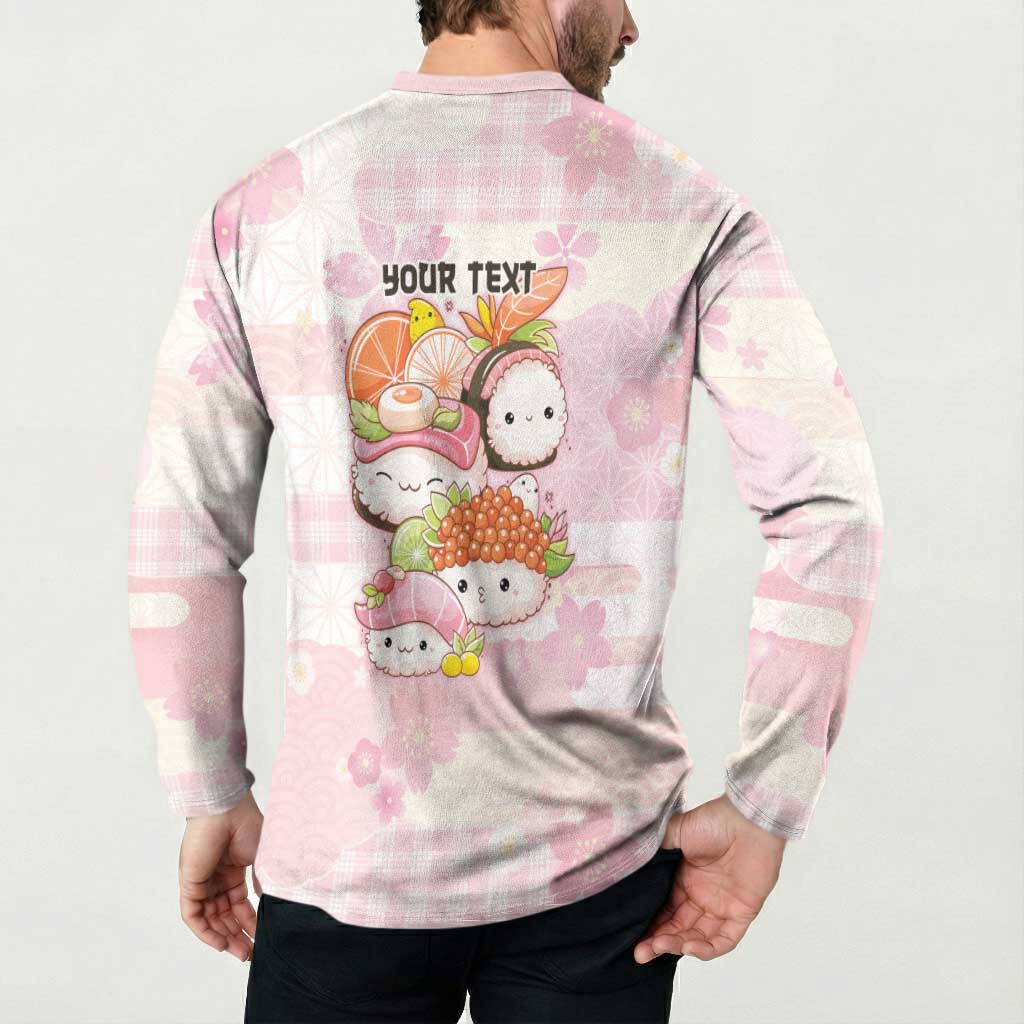 Personalized Japanese Kawaii Sushi Button Sweatshirt Pink Wagara Palaka This Is How I Roll - Wonder Print Shop