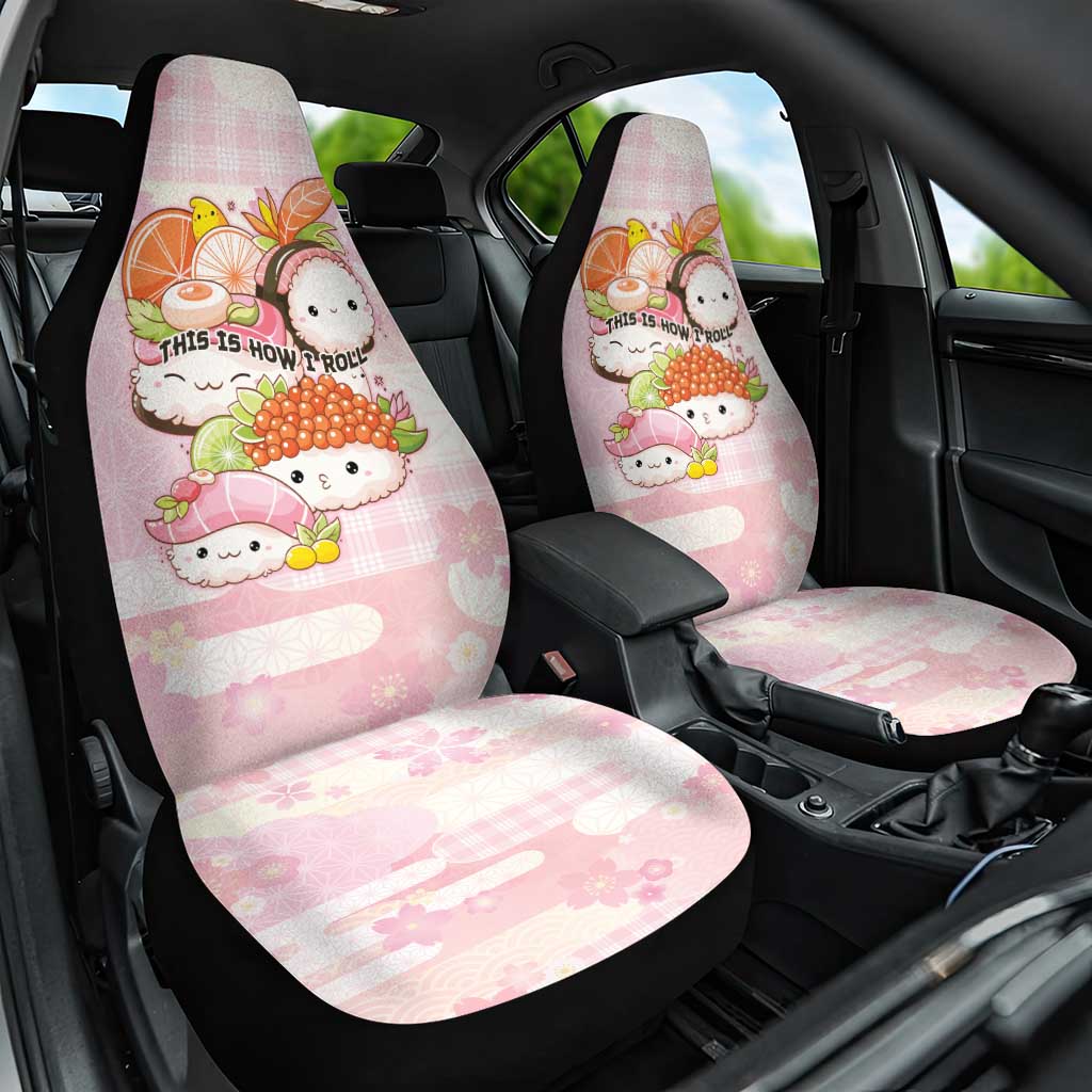 Japanese Kawaii Sushi Car Seat Cover Pink Wagara Palaka This Is How I Roll - Wonder Print Shop