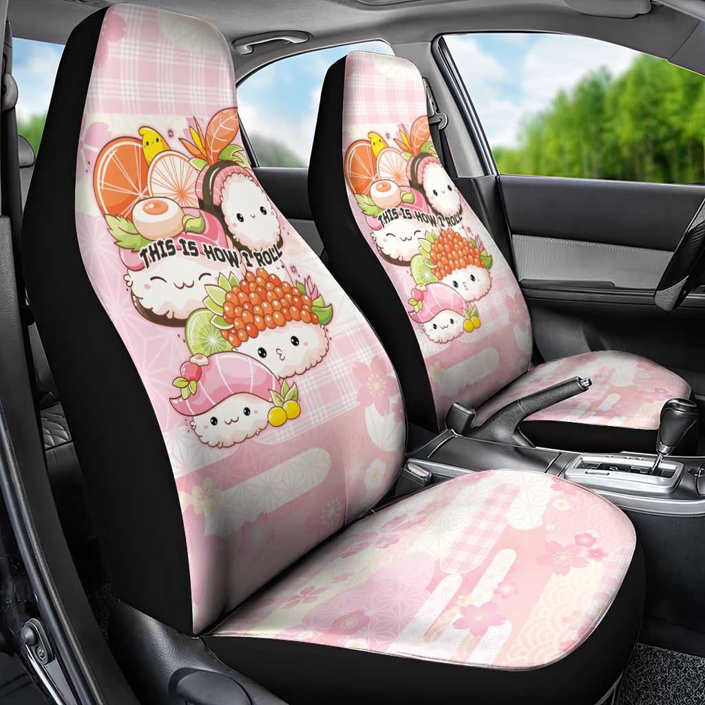 Japanese Kawaii Sushi Car Seat Cover Pink Wagara Palaka This Is How I Roll - Wonder Print Shop