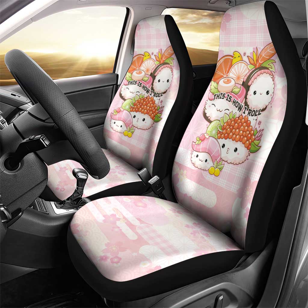 Japanese Kawaii Sushi Car Seat Cover Pink Wagara Palaka This Is How I Roll - Wonder Print Shop