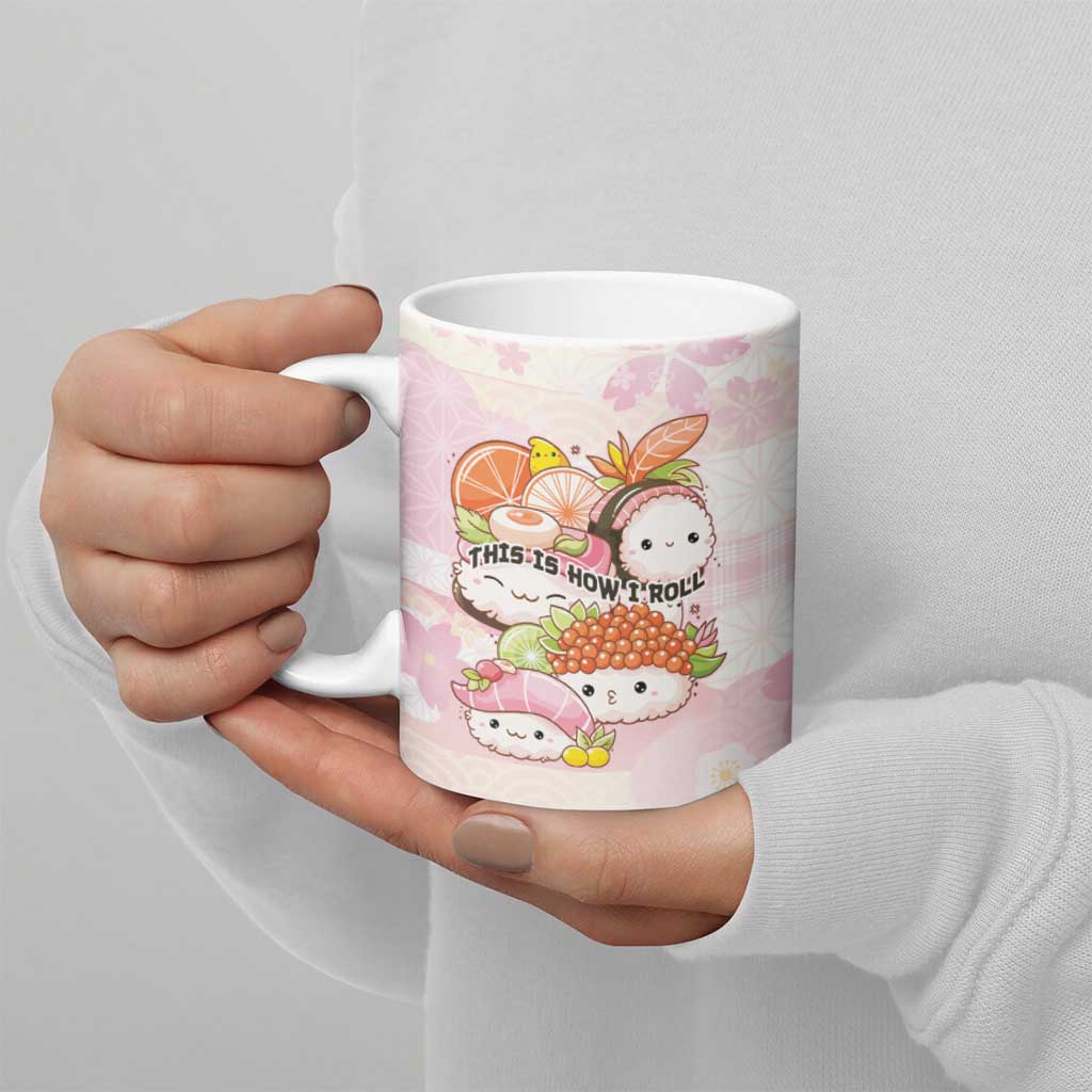 Personalized Japanese Kawaii Sushi Ceramic Mug Pink Wagara Palaka This Is How I Roll - Wonder Print Shop