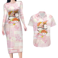 Personalized Japanese Kawaii Sushi Couples Matching Long Sleeve Bodycon Dress and Hawaiian Shirt Pink Wagara Palaka This Is How I Roll - Wonder Print Shop