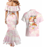 Personalized Japanese Kawaii Sushi Couples Matching Mermaid Dress and Hawaiian Shirt Pink Wagara Palaka This Is How I Roll - Wonder Print Shop