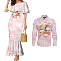 Personalized Japanese Kawaii Sushi Couples Matching Mermaid Dress and Long Sleeve Button Shirt Pink Wagara Palaka This Is How I Roll - Wonder Print Shop