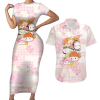 Personalized Japanese Kawaii Sushi Couples Matching Short Sleeve Bodycon Dress and Hawaiian Shirt Pink Wagara Palaka This Is How I Roll - Wonder Print Shop