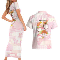 Personalized Japanese Kawaii Sushi Couples Matching Short Sleeve Bodycon Dress and Hawaiian Shirt Pink Wagara Palaka This Is How I Roll - Wonder Print Shop
