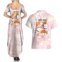 Personalized Japanese Kawaii Sushi Couples Matching Summer Maxi Dress and Hawaiian Shirt Pink Wagara Palaka This Is How I Roll - Wonder Print Shop