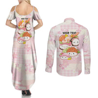 Personalized Japanese Kawaii Sushi Couples Matching Summer Maxi Dress and Long Sleeve Button Shirt Pink Wagara Palaka This Is How I Roll - Wonder Print Shop