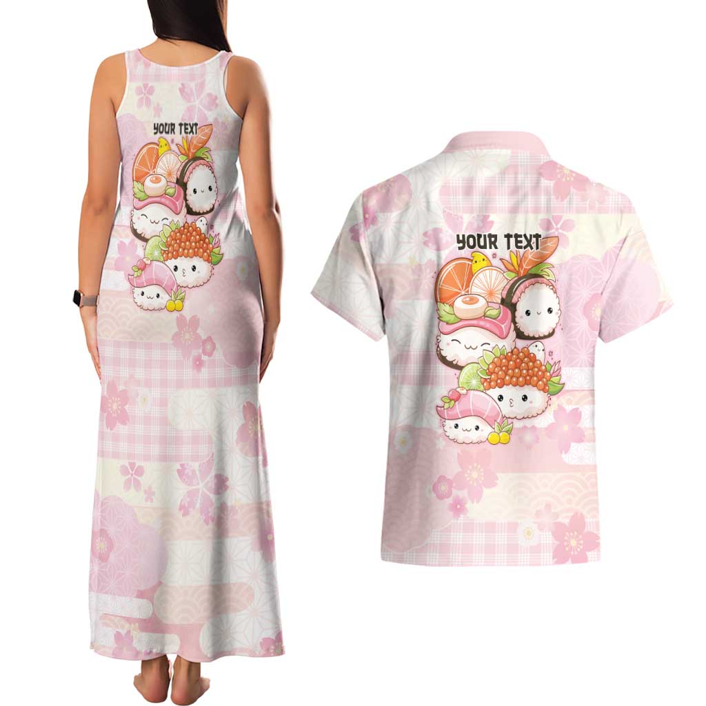 Personalized Japanese Kawaii Sushi Couples Matching Tank Maxi Dress and Hawaiian Shirt Pink Wagara Palaka This Is How I Roll - Wonder Print Shop