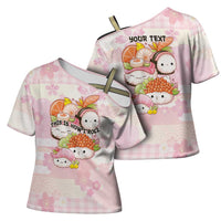 Personalized Japanese Kawaii Sushi Cross Shoulder Shirt Pink Wagara Palaka This Is How I Roll - Wonder Print Shop