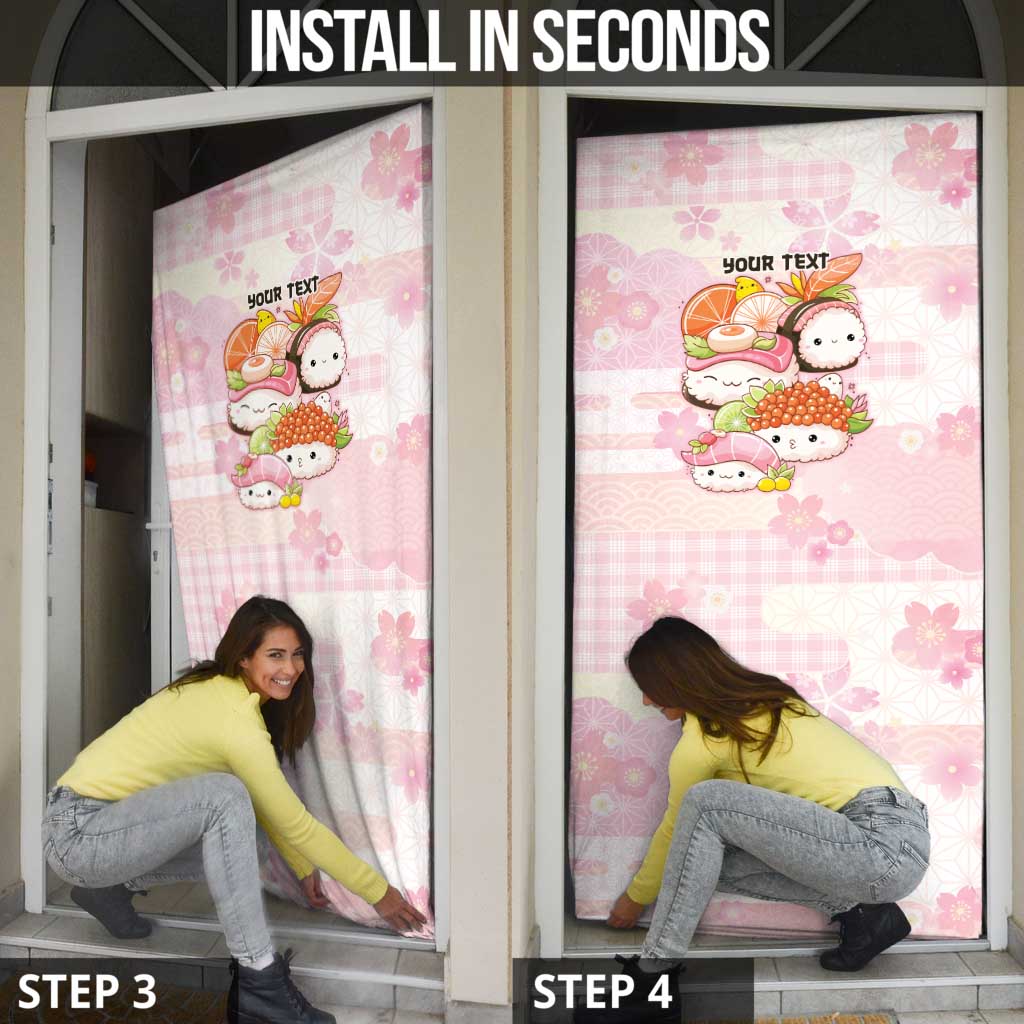 Personalized Japanese Kawaii Sushi Door Cover Pink Wagara Palaka This Is How I Roll - Wonder Print Shop
