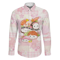 Personalized Japanese Kawaii Sushi Family Matching Long Sleeve Bodycon Dress and Hawaiian Shirt Pink Wagara Palaka This Is How I Roll