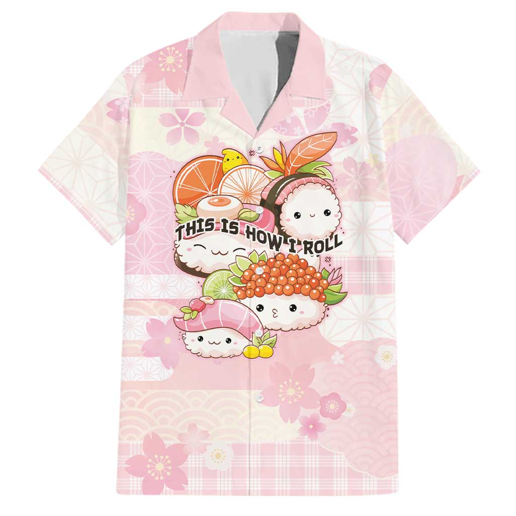 Personalized Japanese Kawaii Sushi Family Matching Off Shoulder Short Dress and Hawaiian Shirt Pink Wagara Palaka This Is How I Roll