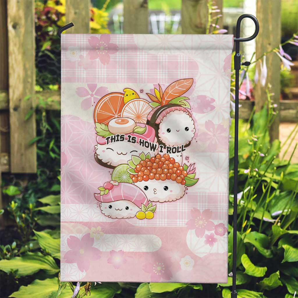 Japanese Kawaii Sushi Garden Flag Pink Wagara Palaka This Is How I Roll - Wonder Print Shop