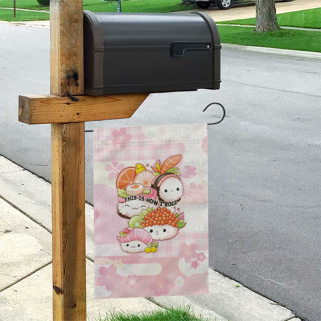 Japanese Kawaii Sushi Garden Flag Pink Wagara Palaka This Is How I Roll - Wonder Print Shop
