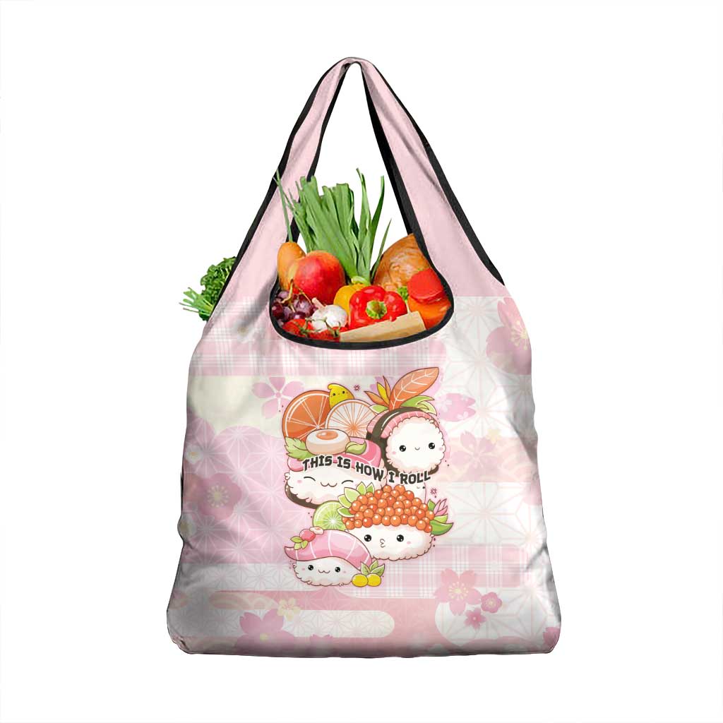 Japanese Kawaii Sushi Grocery Bag Pink Wagara Palaka This Is How I Roll - Wonder Print Shop