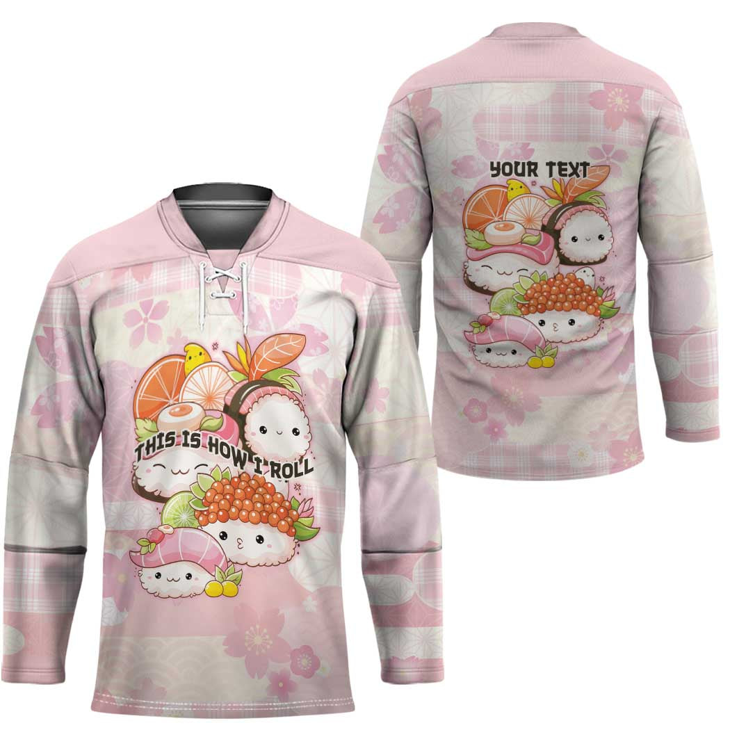 Personalized Japanese Kawaii Sushi Hockey Jersey Pink Wagara Palaka This Is How I Roll - Wonder Print Shop