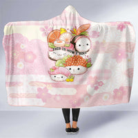 Japanese Kawaii Sushi Hooded Blanket Pink Wagara Palaka This Is How I Roll - Wonder Print Shop