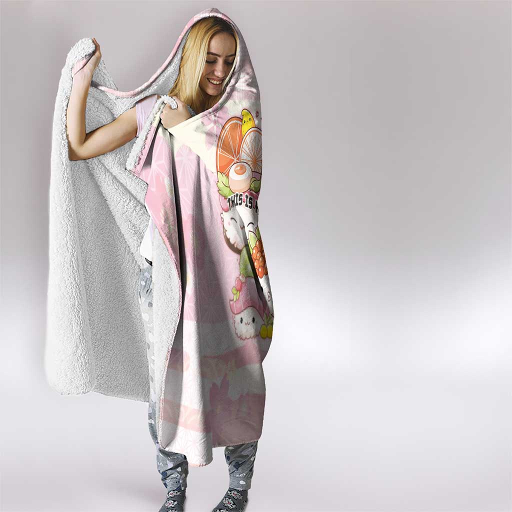 Japanese Kawaii Sushi Hooded Blanket Pink Wagara Palaka This Is How I Roll - Wonder Print Shop