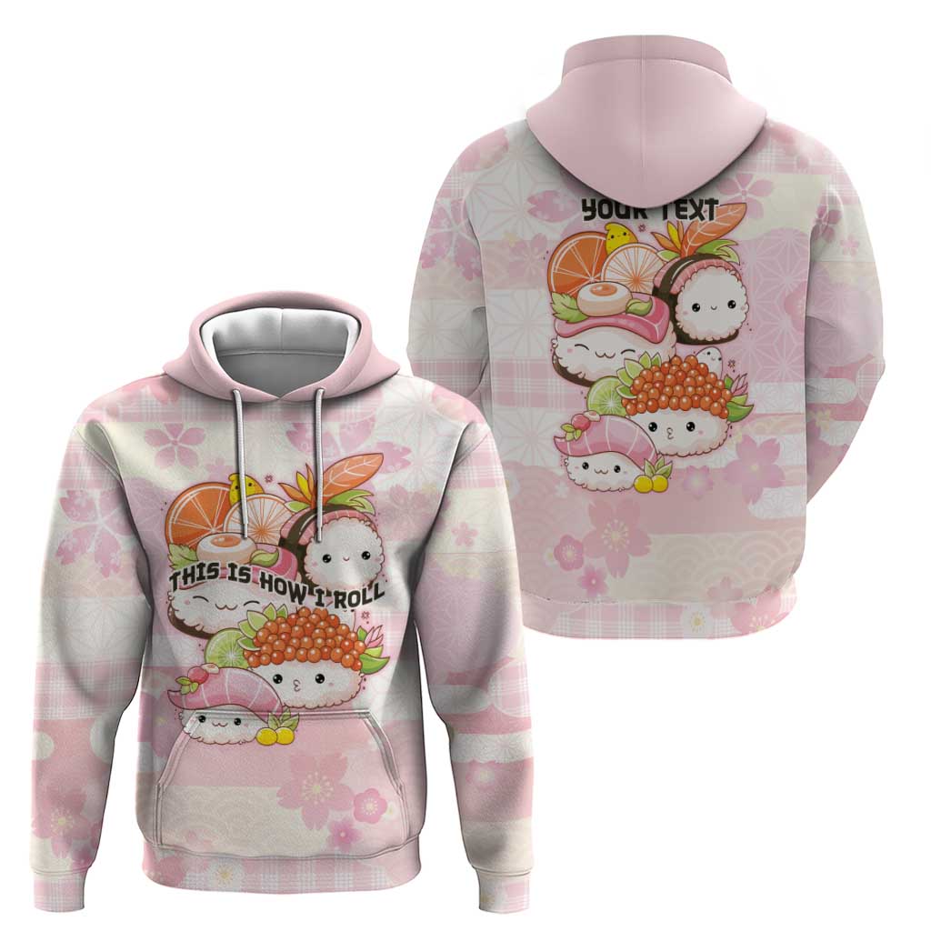Personalized Japanese Kawaii Sushi Hoodie Pink Wagara Palaka This Is How I Roll - Wonder Print Shop