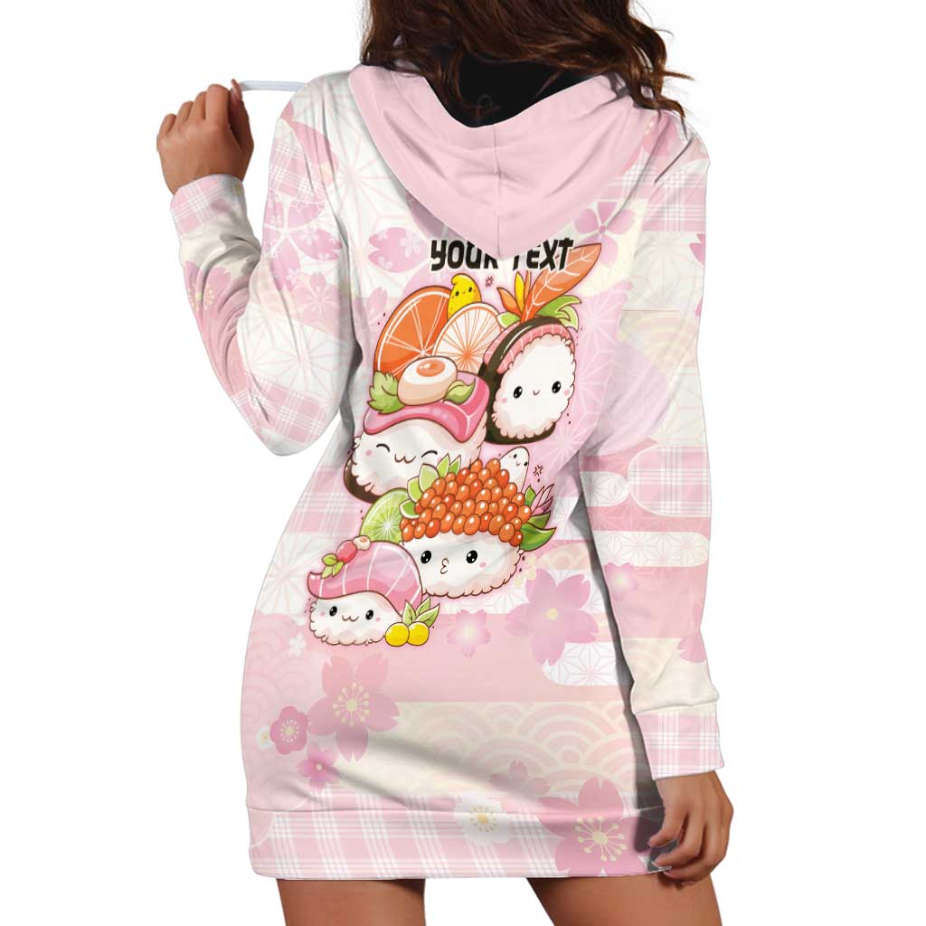 Personalized Japanese Kawaii Sushi Hoodie Dress Pink Wagara Palaka This Is How I Roll - Wonder Print Shop