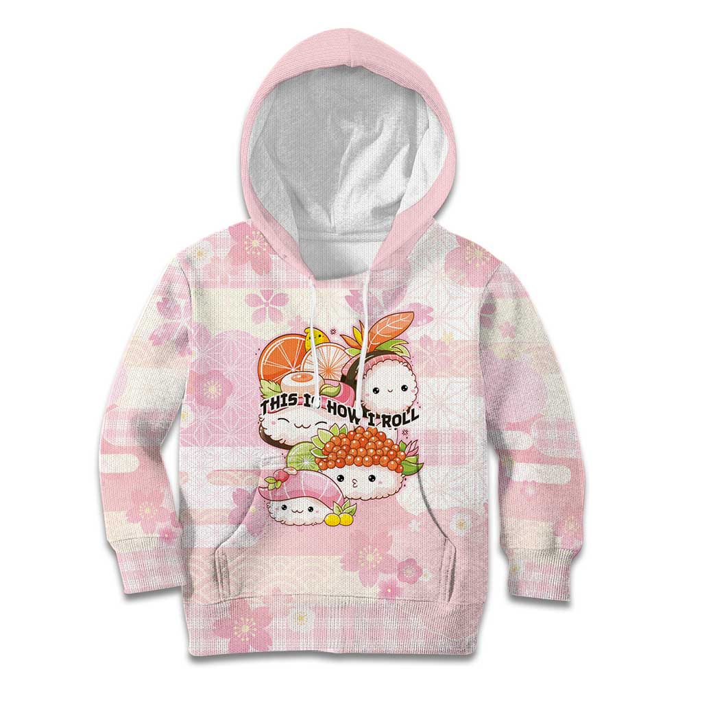 Personalized Japanese Kawaii Sushi Kid Hoodie Pink Wagara Palaka This Is How I Roll - Wonder Print Shop