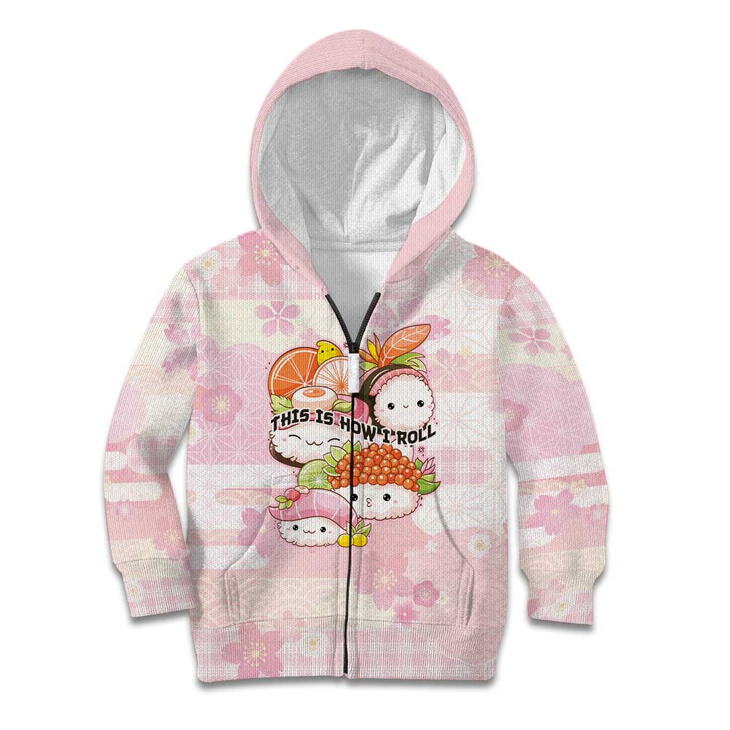 Personalized Japanese Kawaii Sushi Kid Hoodie Pink Wagara Palaka This Is How I Roll - Wonder Print Shop