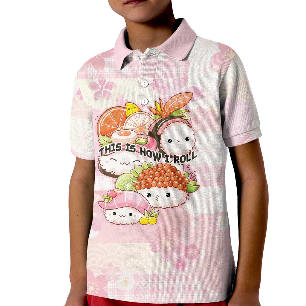 Personalized Japanese Kawaii Sushi Kid Polo Shirt Pink Wagara Palaka This Is How I Roll - Wonder Print Shop